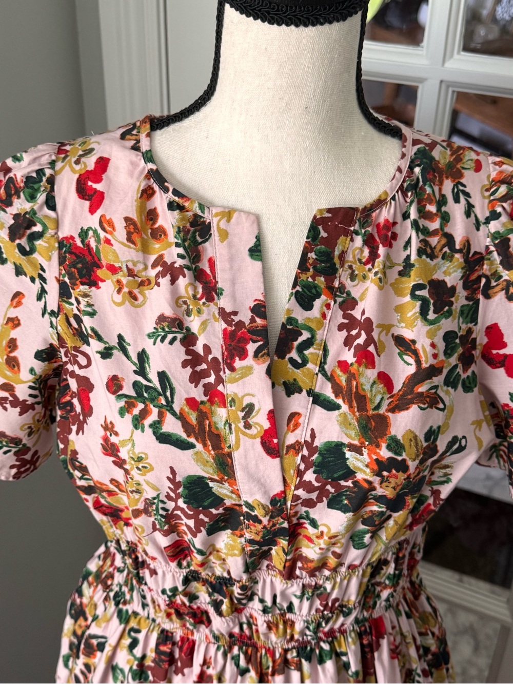 Anthropologie Maeve Somerset Tiered Maxi Dress pink floral Sm Cottage Romantic - Picture 6 of 16